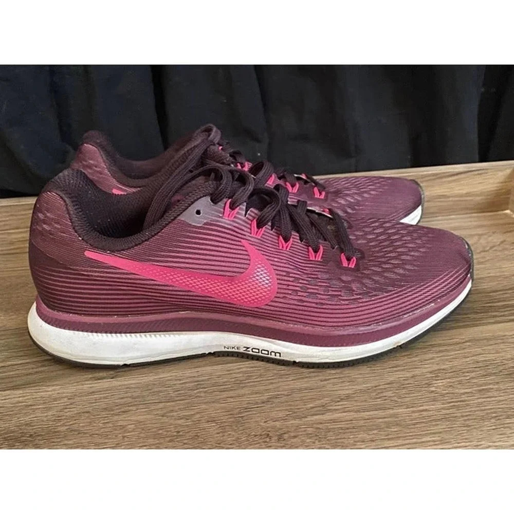 Nike Zoom Pegasus 34 Womens US 7.5 Athletic Lace Up Running Sneakers Preowned